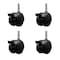 Service Caster 2'' Black Metal Hood Twin Caster with Brake Nylon Wheels Grip Ring Stem, 4PK SCC-GR02S50D-NYS-FB-B-716X1716-4 - alternate 1